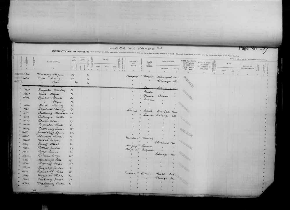 Digitized page of Passenger Lists for Image No.: e006071002