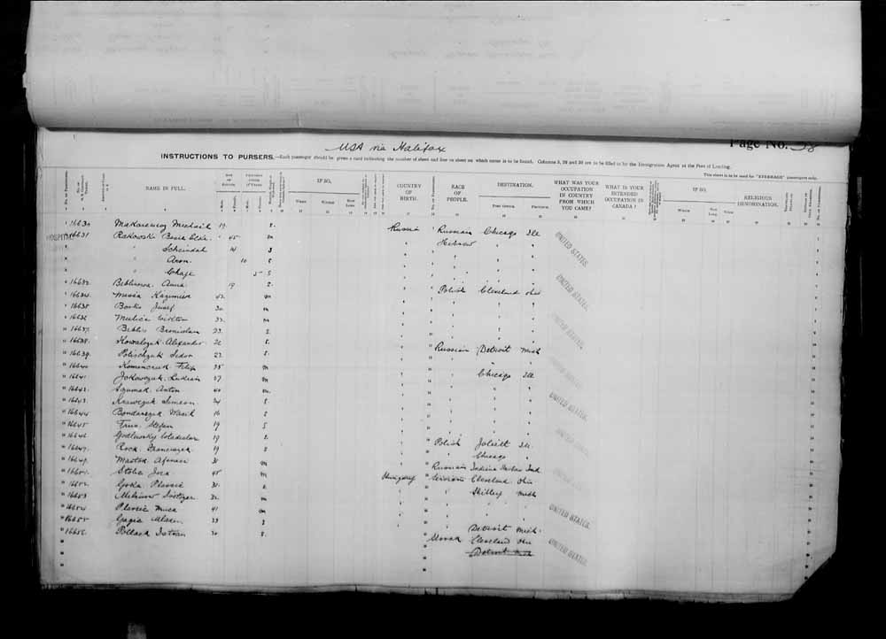 Digitized page of Passenger Lists for Image No.: e006071003