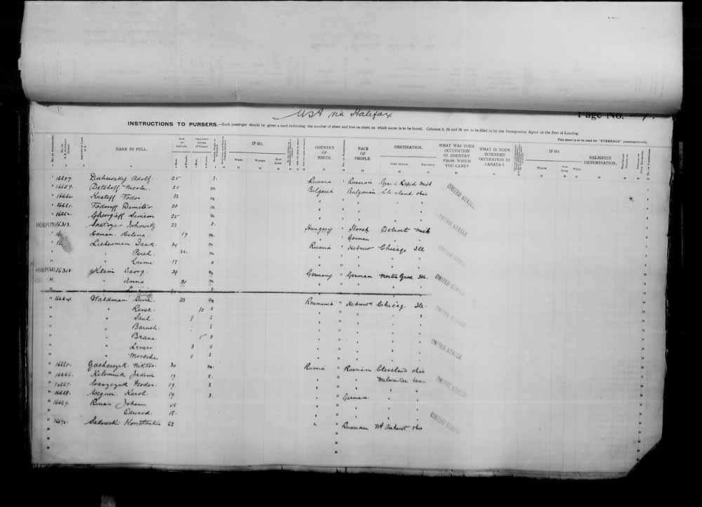 Digitized page of Passenger Lists for Image No.: e006071004