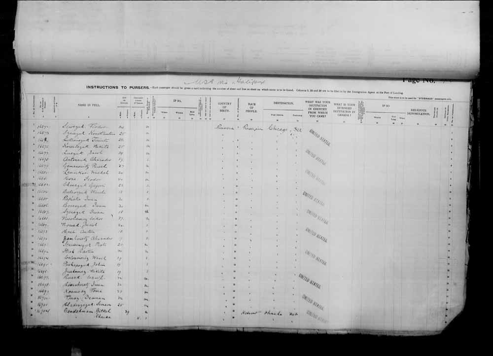 Digitized page of Quebec Passenger Lists for Image No.: e006071005