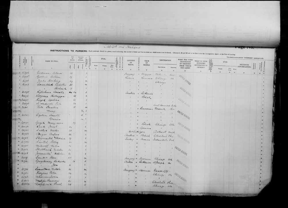 Digitized page of Passenger Lists for Image No.: e006071006
