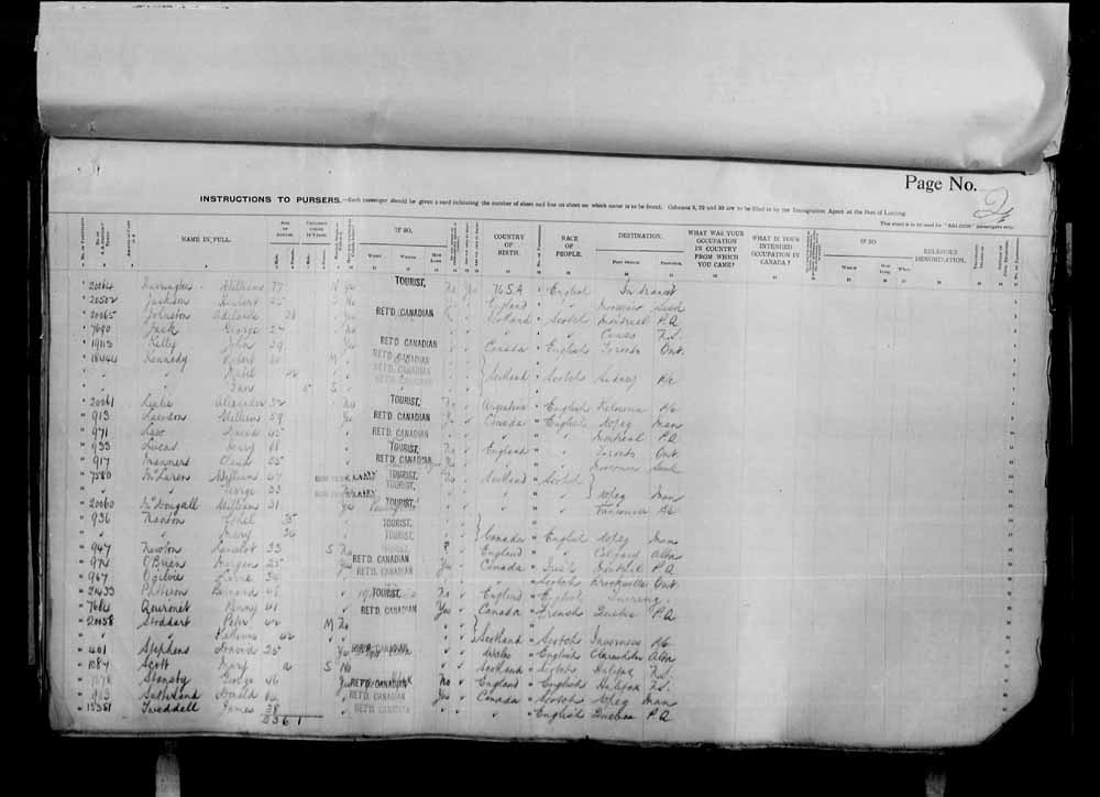 Digitized page of Passenger Lists for Image No.: e006071032