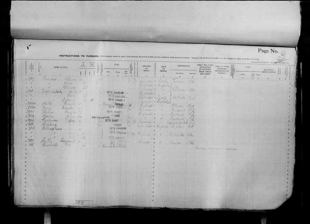 Digitized page of Passenger Lists for Image No.: e006071034