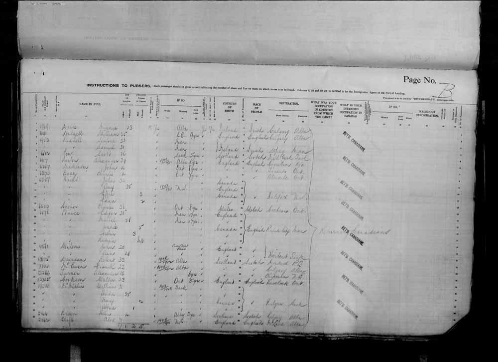 Digitized page of Passenger Lists for Image No.: e006071036