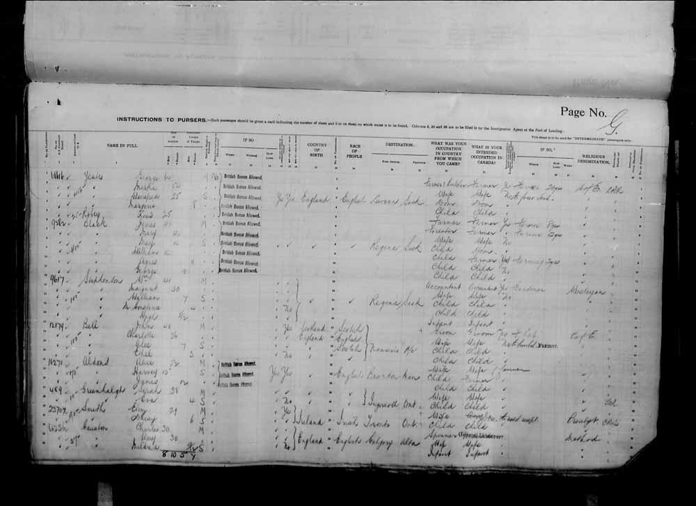 Digitized page of Passenger Lists for Image No.: e006071041