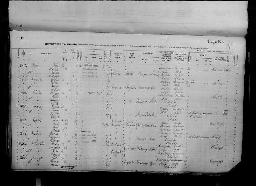 Digitized page of Passenger Lists for Image No.: e006071042