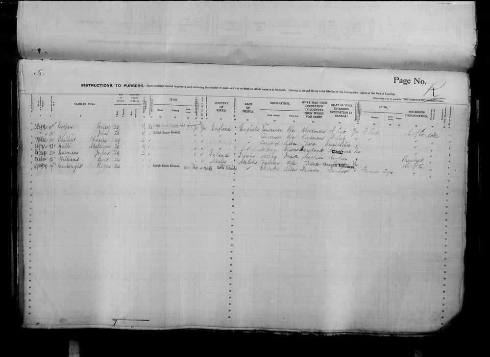 Digitized page of Passenger Lists for Image No.: e006071051