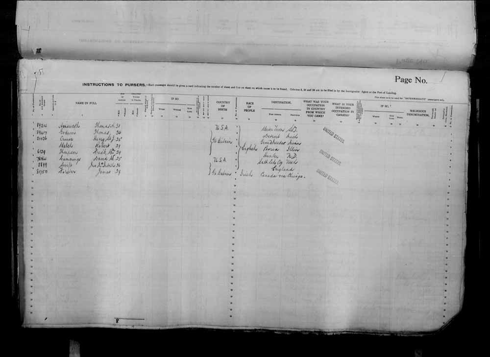 Digitized page of Passenger Lists for Image No.: e006071052