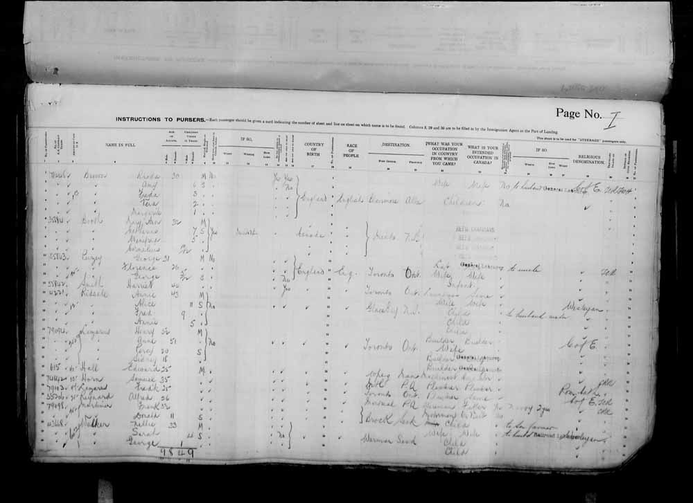 Digitized page of Passenger Lists for Image No.: e006071053