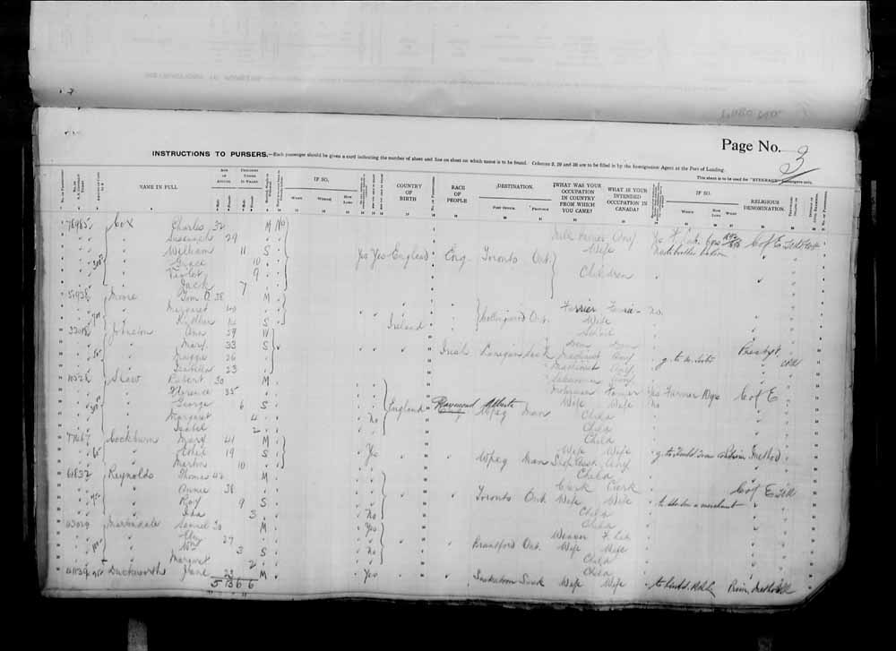 Digitized page of Passenger Lists for Image No.: e006071055