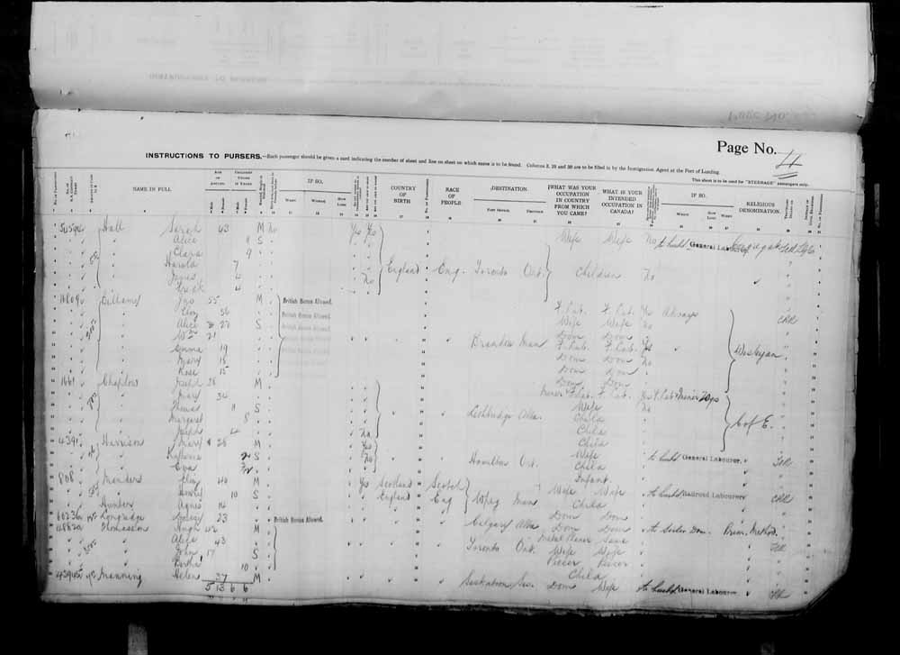 Digitized page of Passenger Lists for Image No.: e006071056