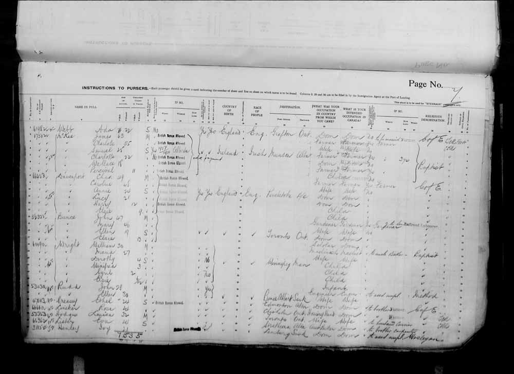 Digitized page of Passenger Lists for Image No.: e006071059