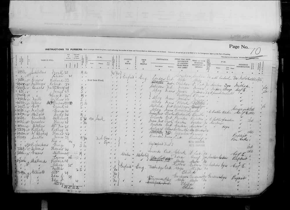 Digitized page of Passenger Lists for Image No.: e006071062