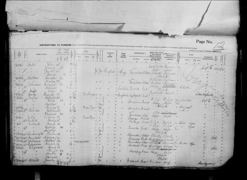 Digitized page of Passenger Lists for Image No.: e006071064