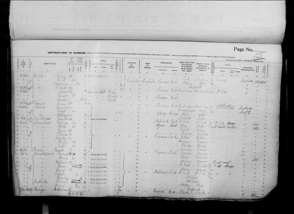 Digitized page of Passenger Lists for Image No.: e006071067