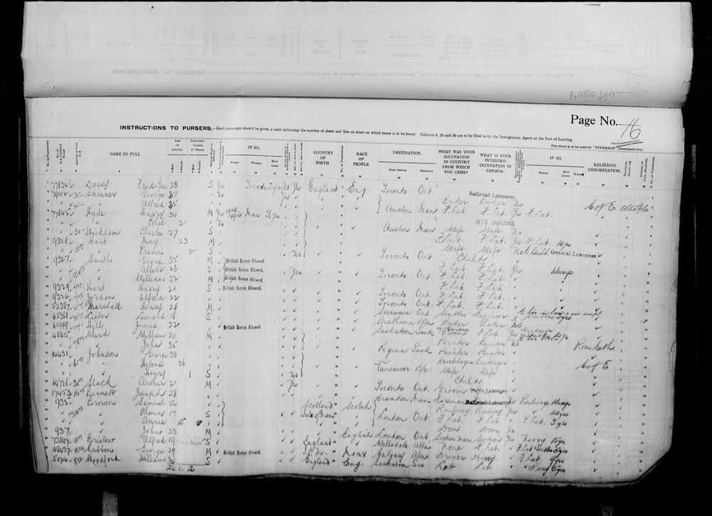 Digitized page of Passenger Lists for Image No.: e006071068