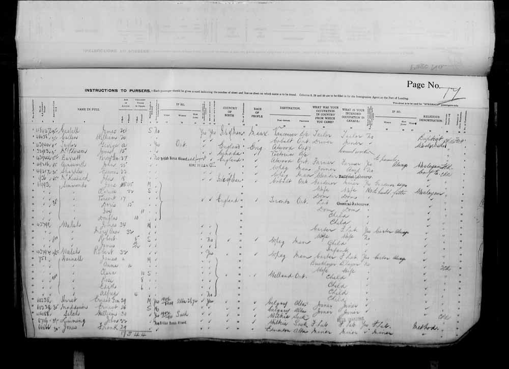 Digitized page of Passenger Lists for Image No.: e006071069