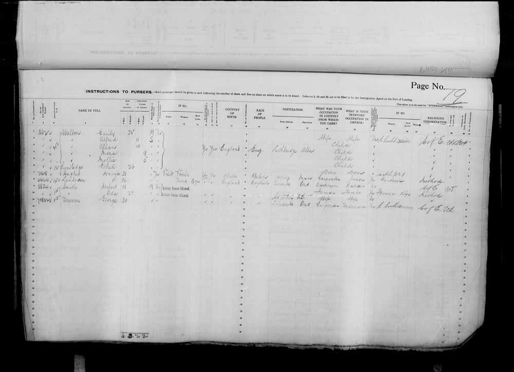Digitized page of Passenger Lists for Image No.: e006071071