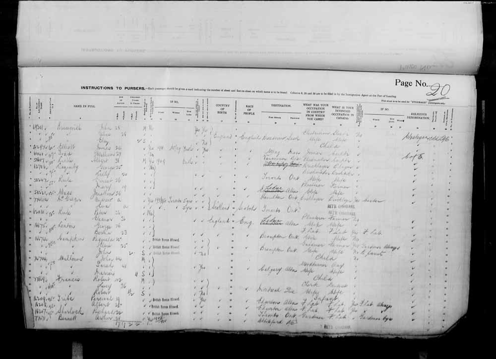 Digitized page of Passenger Lists for Image No.: e006071072