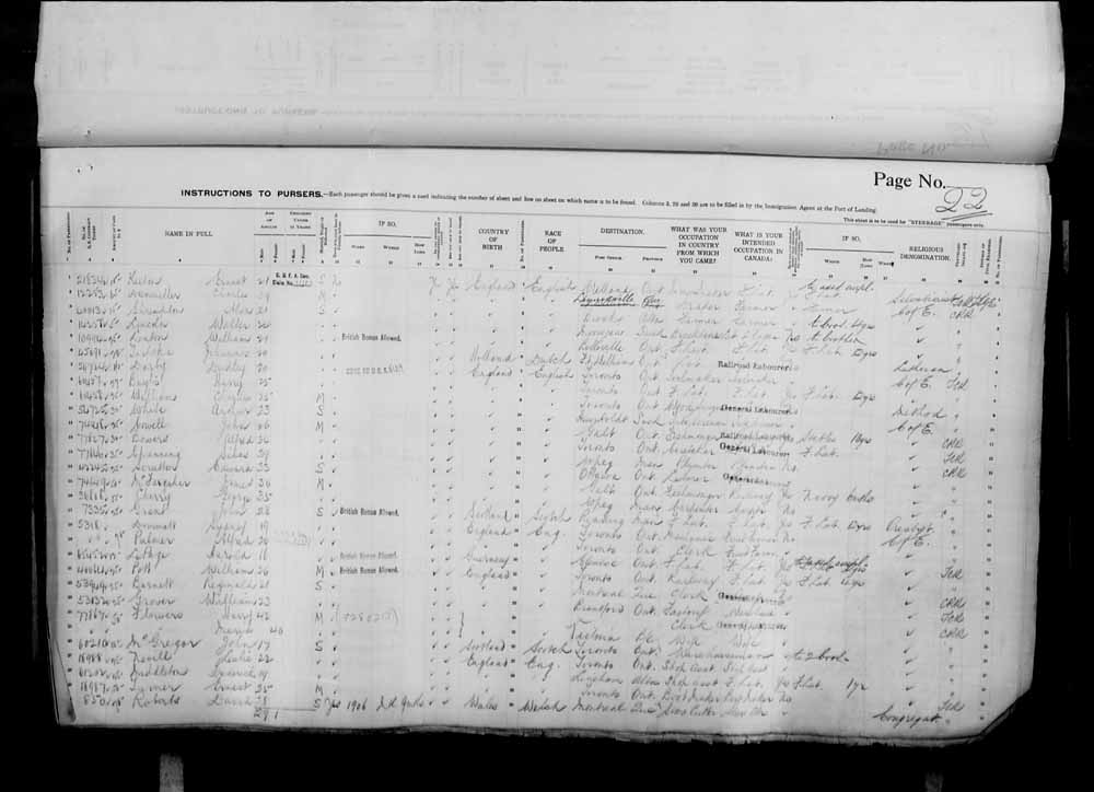 Digitized page of Passenger Lists for Image No.: e006071074