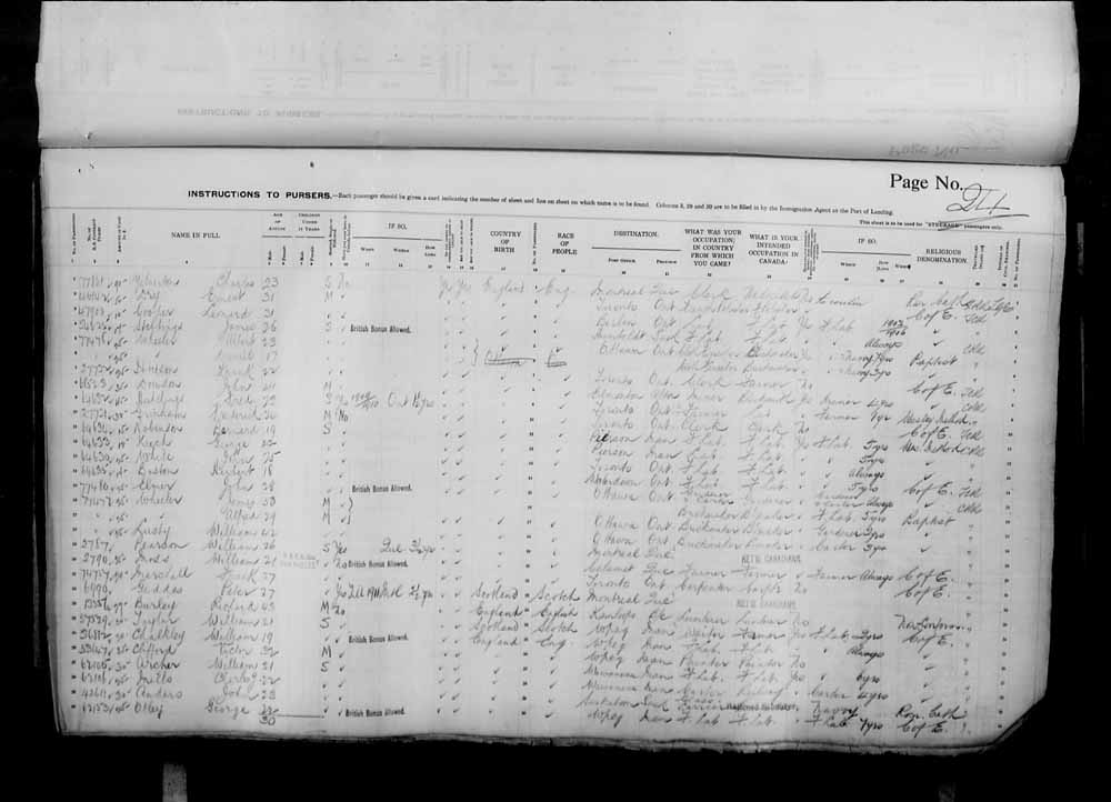 Digitized page of Passenger Lists for Image No.: e006071076