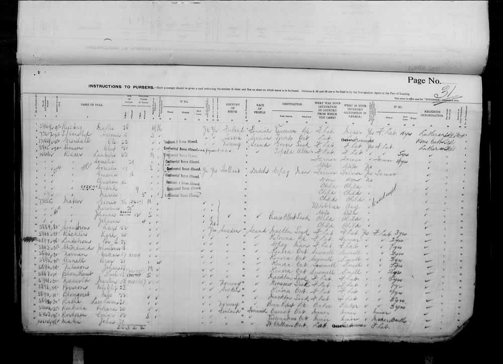 Digitized page of Passenger Lists for Image No.: e006071083