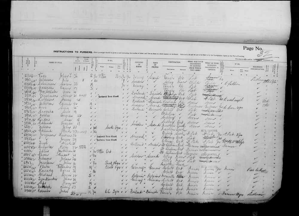 Digitized page of Passenger Lists for Image No.: e006071084