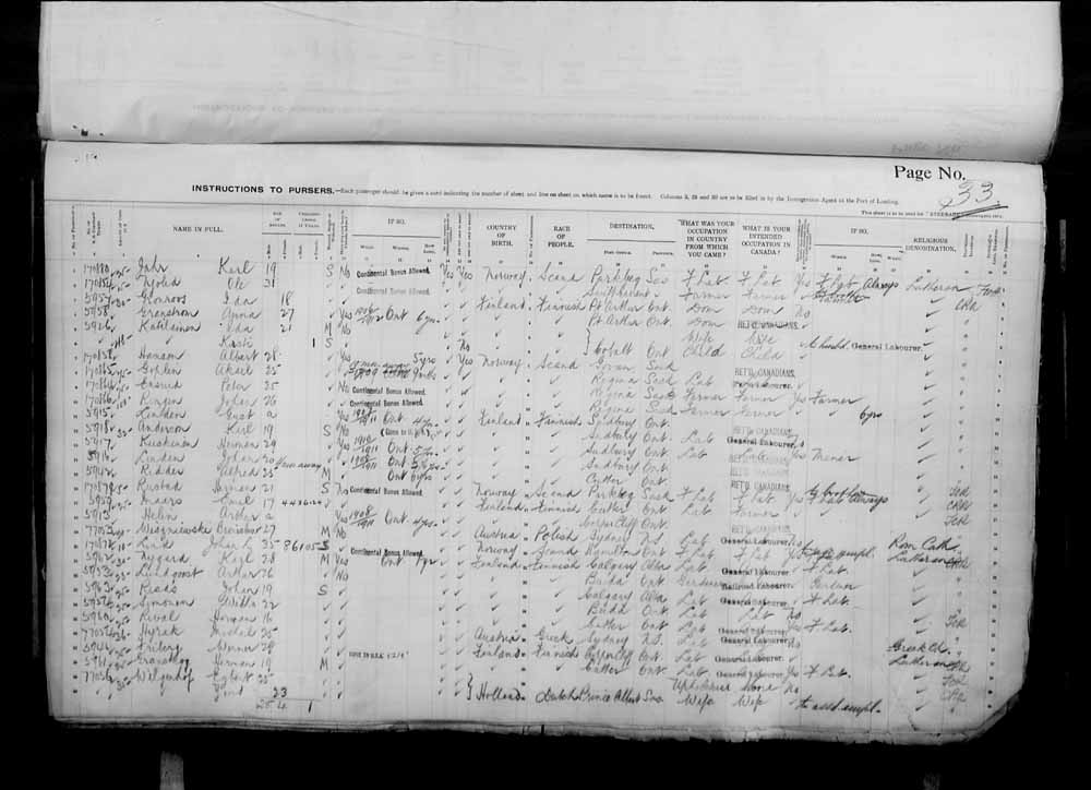 Digitized page of Passenger Lists for Image No.: e006071085