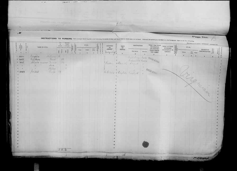 Digitized page of Passenger Lists for Image No.: e006071087