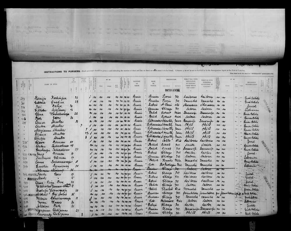 Digitized page of Quebec Passenger Lists for Image No.: e006072233