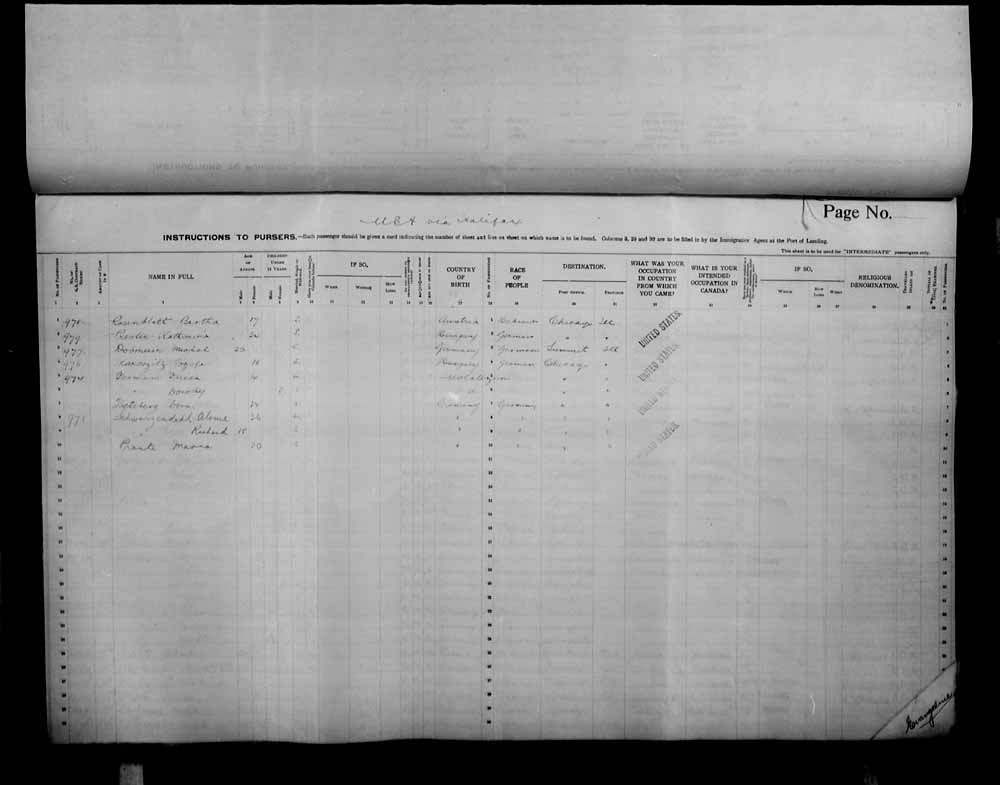 Digitized page of Passenger Lists for Image No.: e006072652