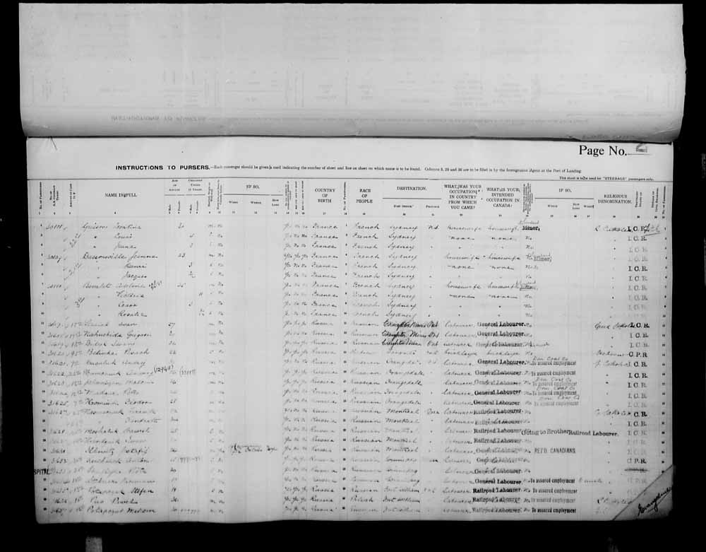 Digitized page of Passenger Lists for Image No.: e006072654