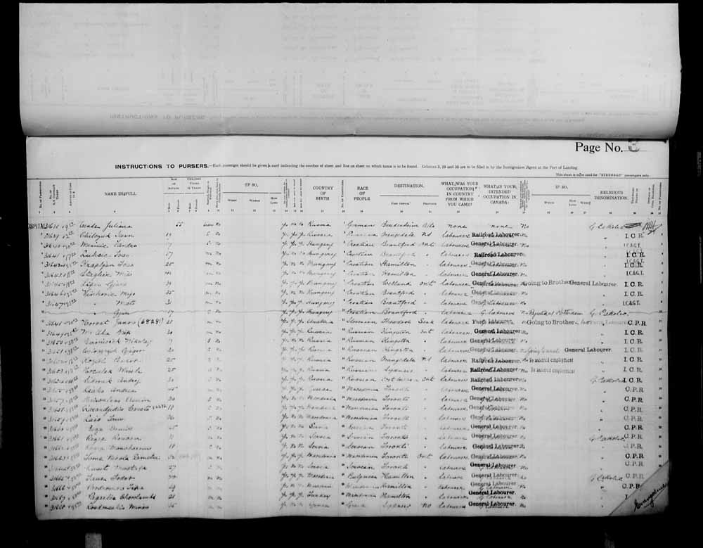 Digitized page of Passenger Lists for Image No.: e006072655