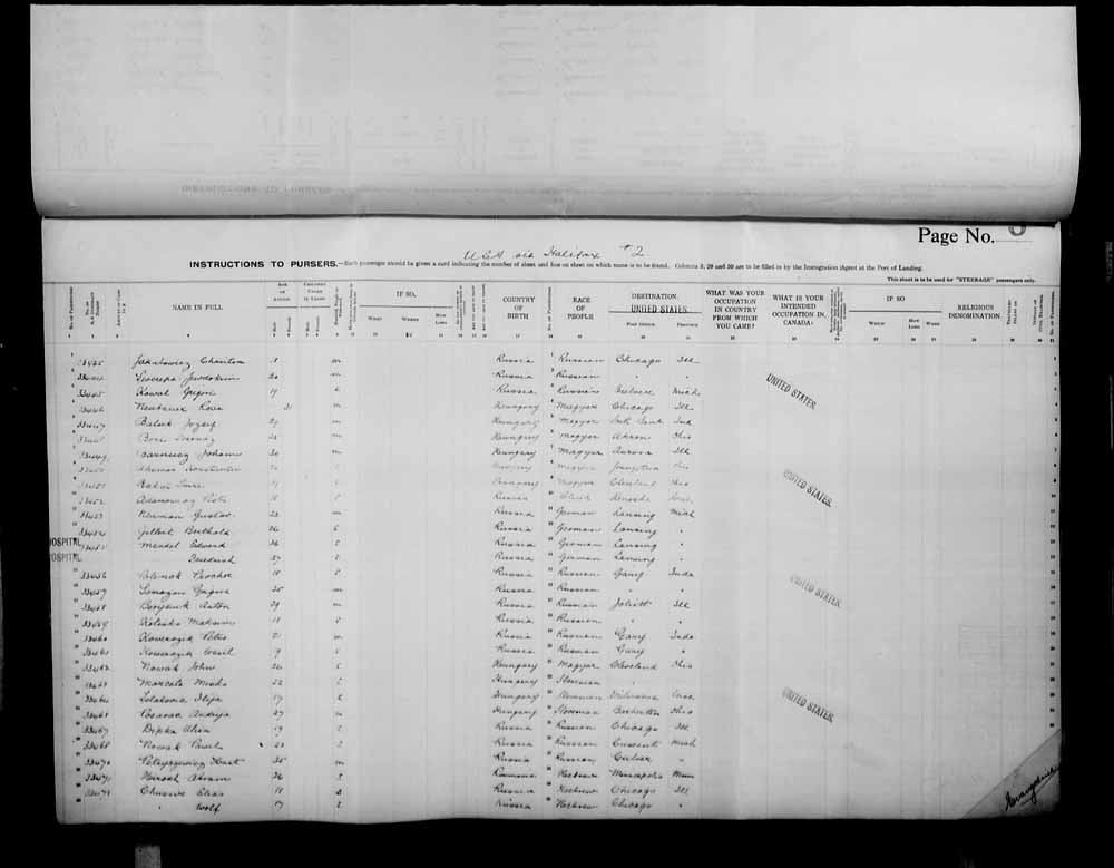 Digitized page of Passenger Lists for Image No.: e006072661