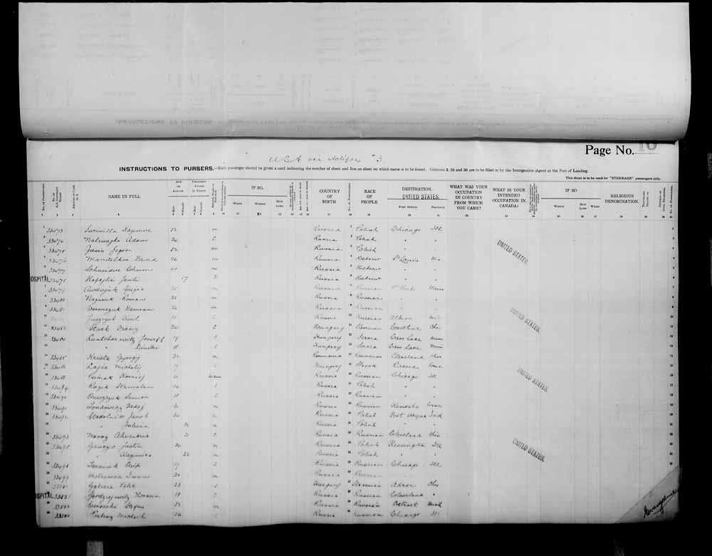 Digitized page of Passenger Lists for Image No.: e006072662
