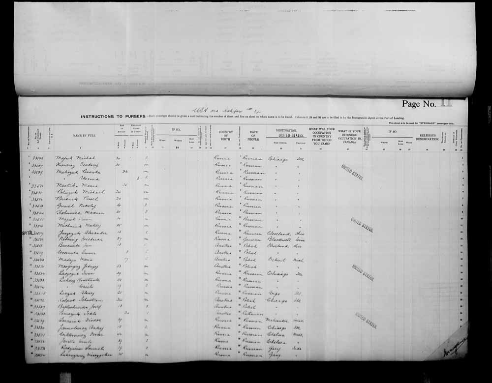 Digitized page of Passenger Lists for Image No.: e006072663