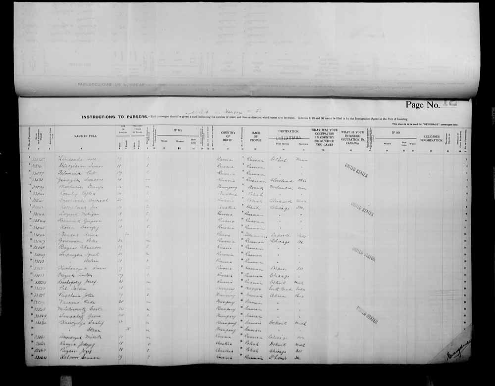 Digitized page of Passenger Lists for Image No.: e006072664