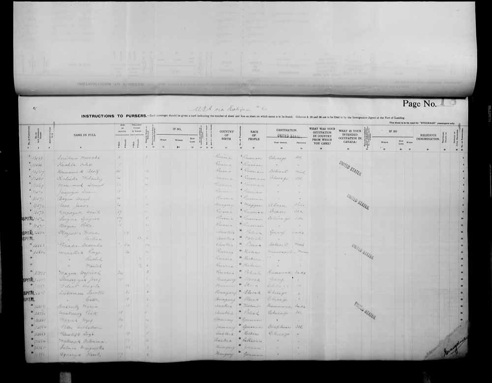 Digitized page of Passenger Lists for Image No.: e006072665