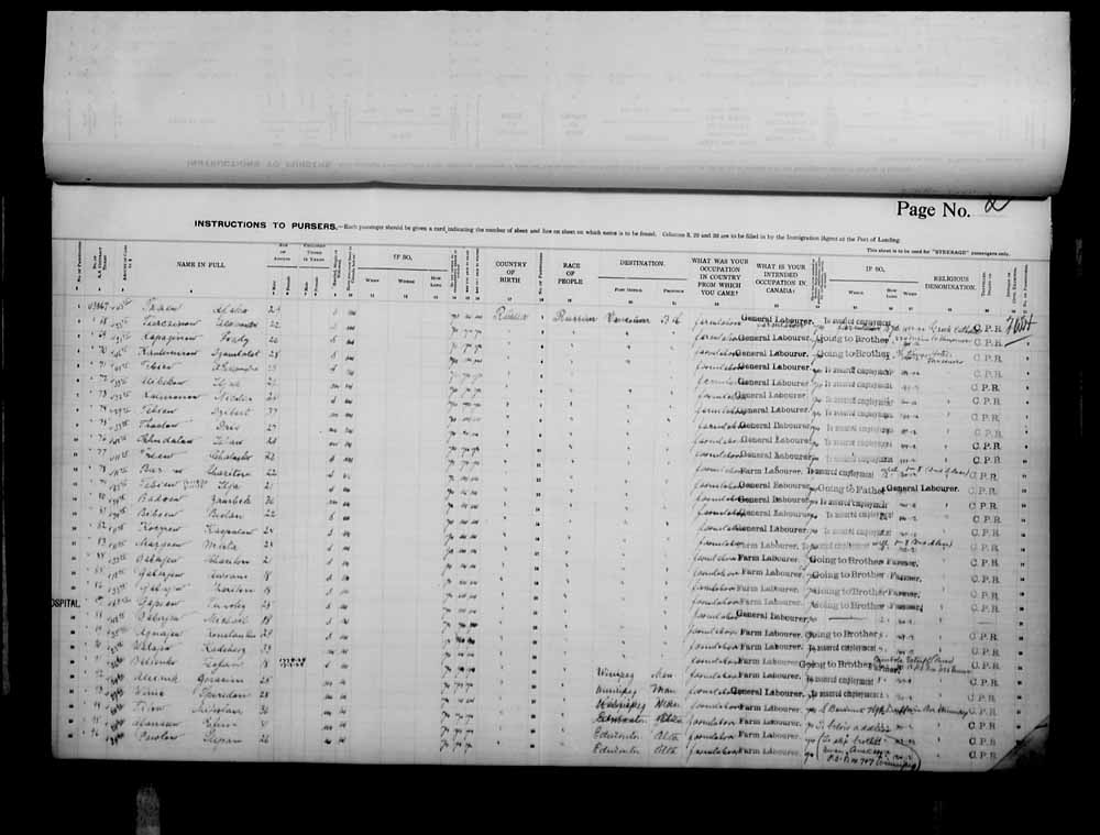 Digitized page of Passenger Lists for Image No.: e006073352