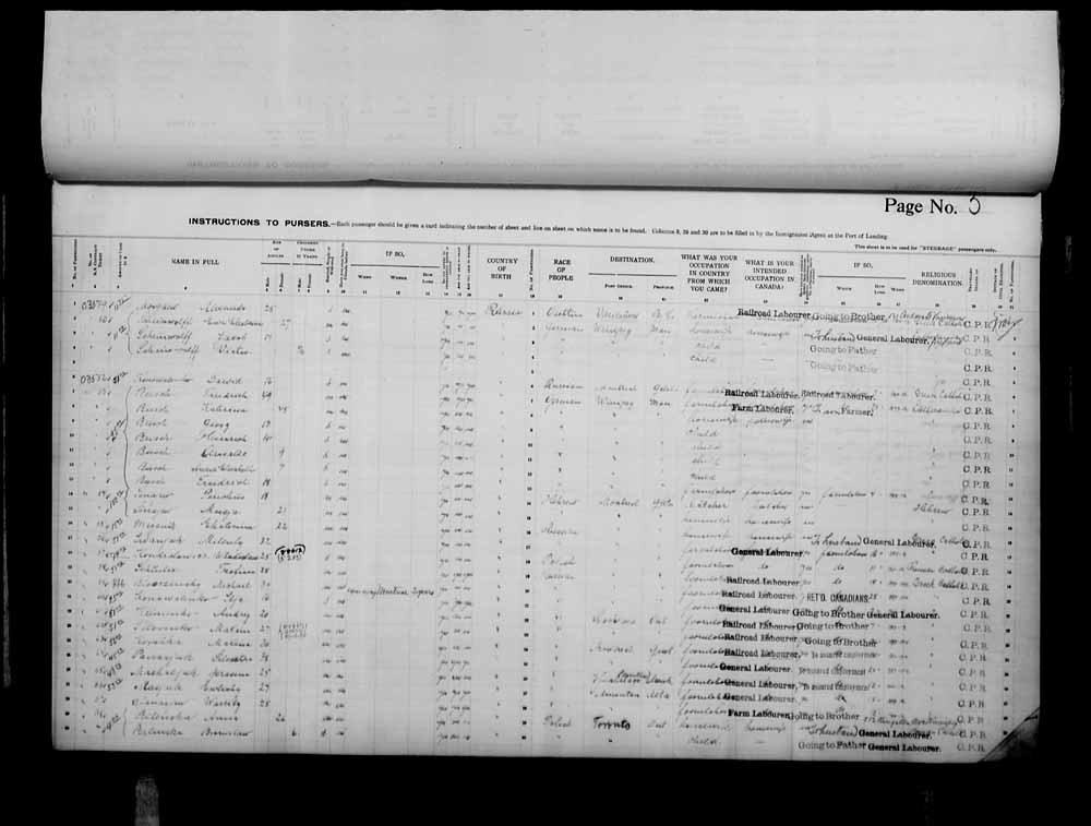 Digitized page of Passenger Lists for Image No.: e006073355