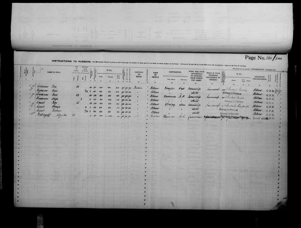 Digitized page of Passenger Lists for Image No.: e006073357