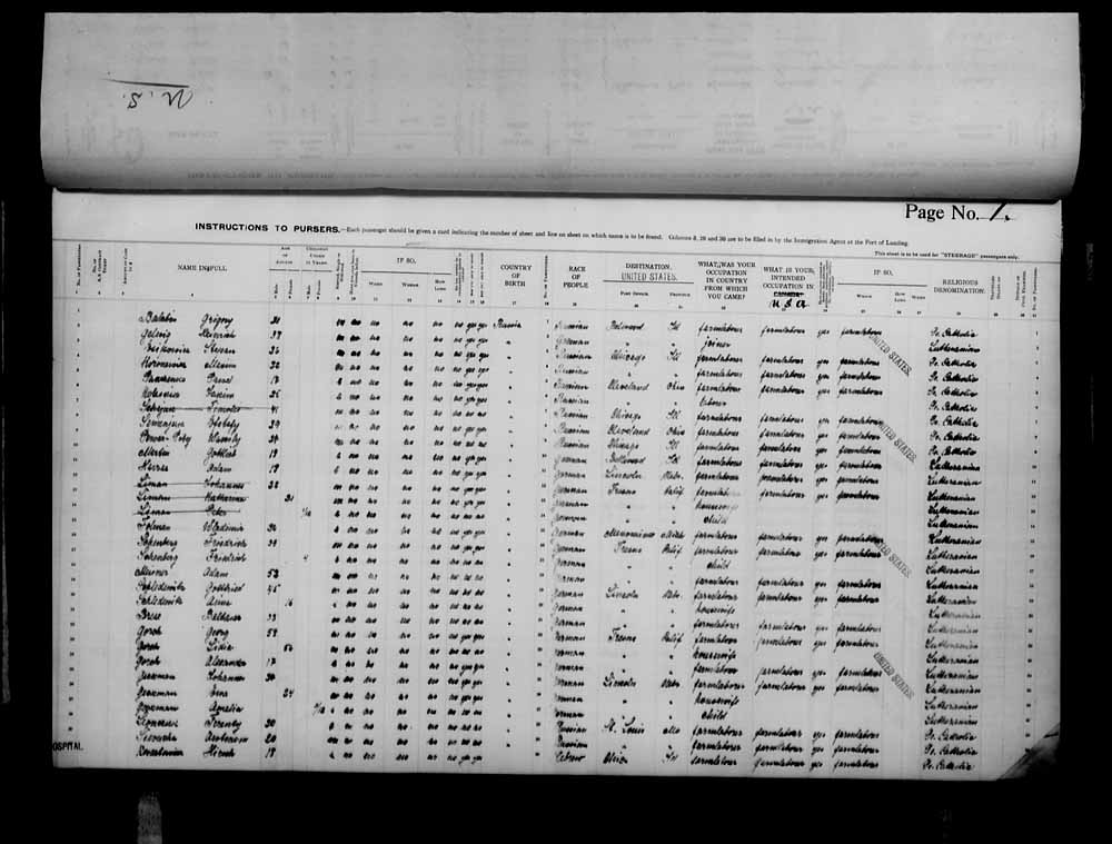 Digitized page of Passenger Lists for Image No.: e006073359