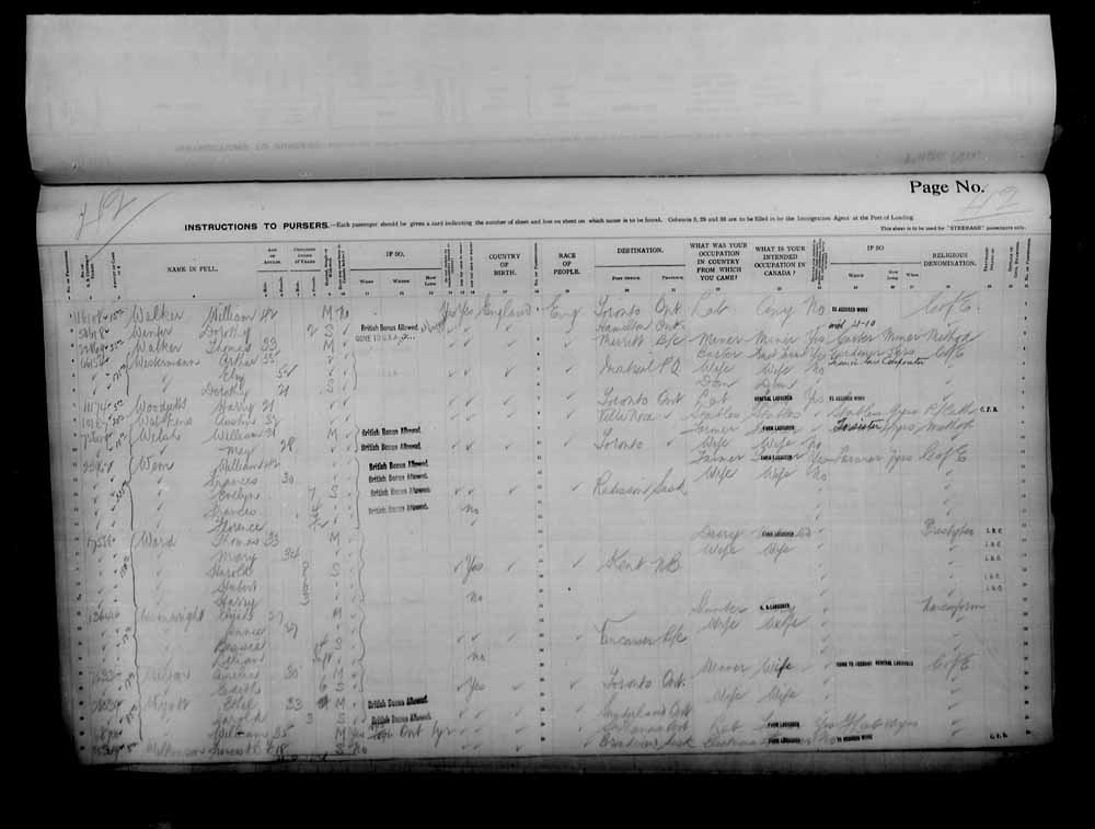 Digitized page of Quebec Passenger Lists for Image No.: e006074737