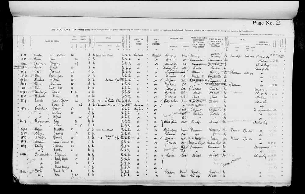 Digitized page of Passenger Lists for Image No.: e006075703