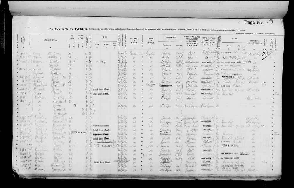 Digitized page of Passenger Lists for Image No.: e006075705