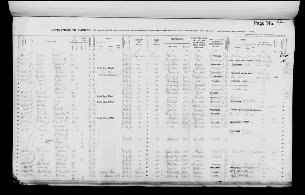 Digitized page of Passenger Lists for Image No.: e006075706