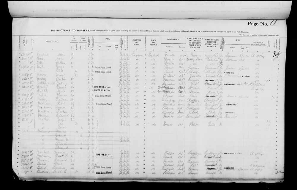 Digitized page of Passenger Lists for Image No.: e006075714