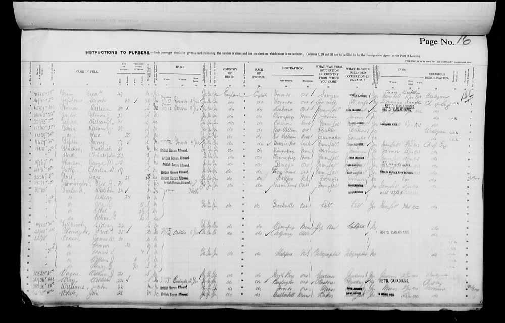 Digitized page of Passenger Lists for Image No.: e006075719