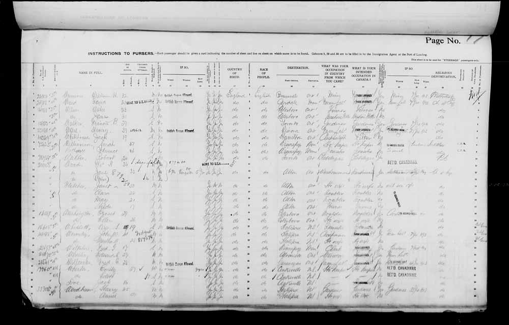 Digitized page of Passenger Lists for Image No.: e006075720