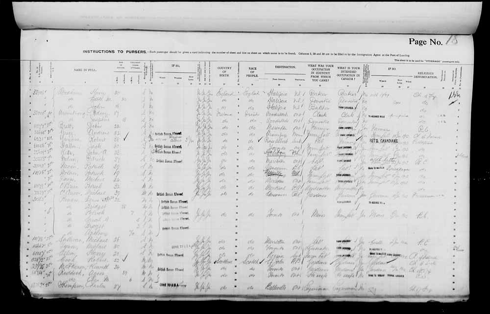 Digitized page of Passenger Lists for Image No.: e006075721